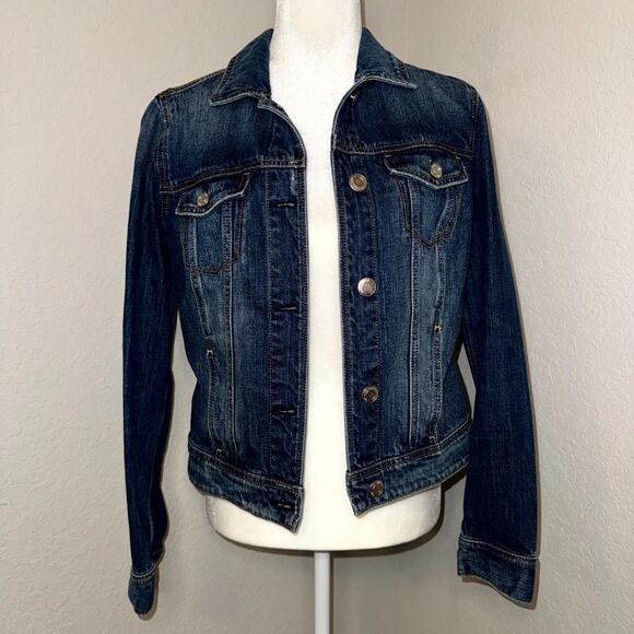 American Eagle Outfitters Trucker Jacket Womens M Blue Denim Cotton Button Front - Picture 1 of 6
